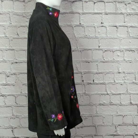 Susan Graver Black Floral Embroidered Velour Jacket, Women's Small NWT - Picture 4 of 11